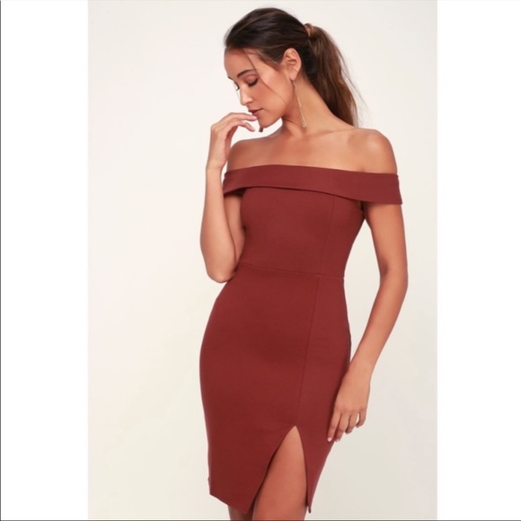 Lulus NAVY off the shoulder bodycon dress NEW - Picture 5 of 5